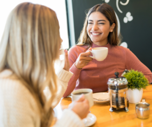 Two women having coffee 