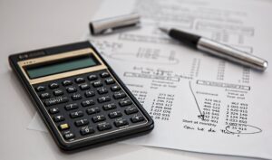 Calculator on a financial statement