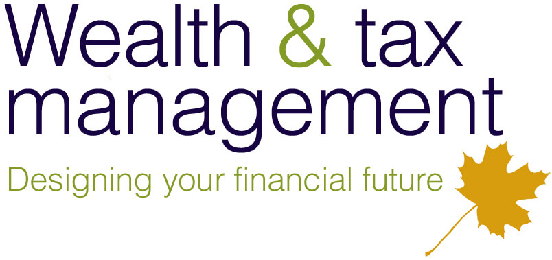 wealth and tax management logo including a maple leaf